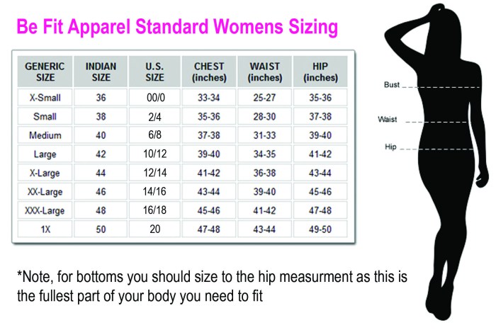 Men's size chart for dress shirts