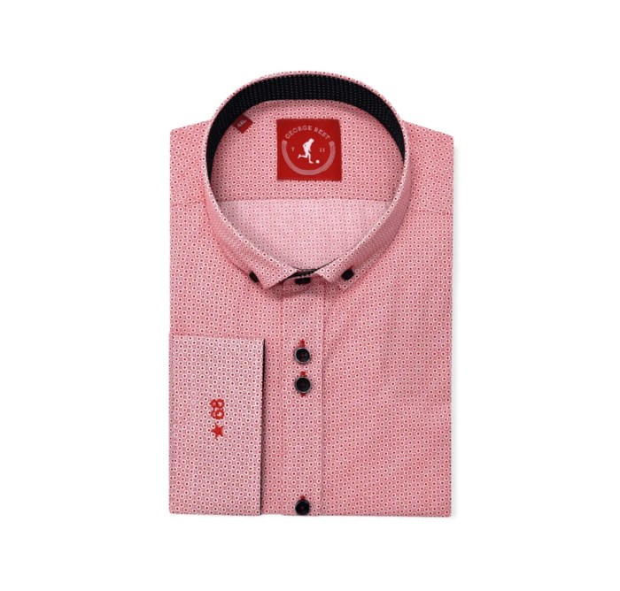 Mens red button down dress shirt