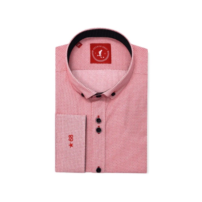 Mens red button down dress shirt