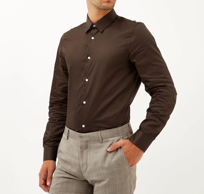 Chocolate brown dress shirt men's